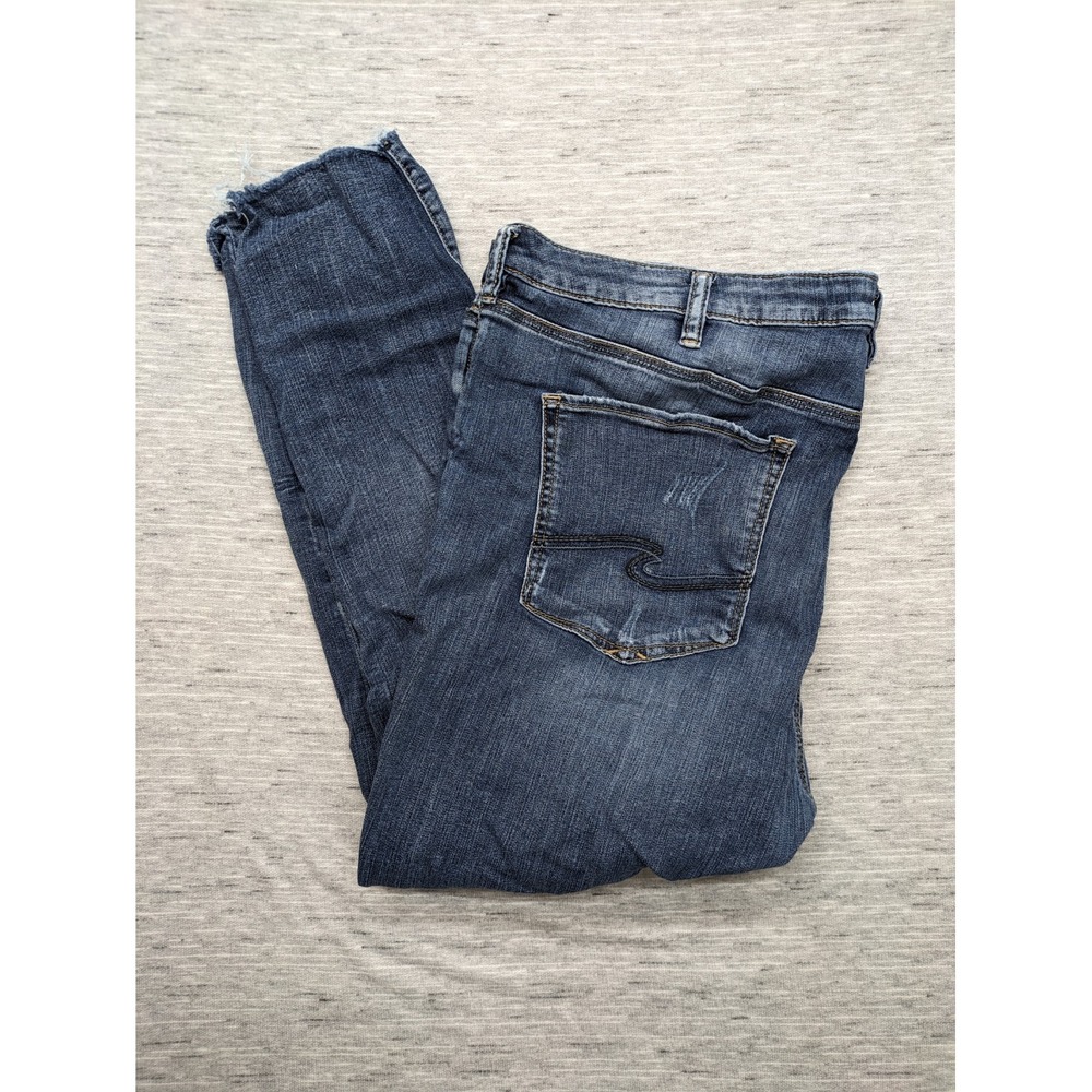 Silver Jeans Robson Womens Skinny Dark Wash‎ 5 Pocket Plus Size 22 Raw Hem